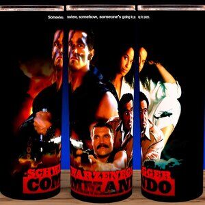 Commando 80s Schwarzenegger Movie Cup Mug Tumbler